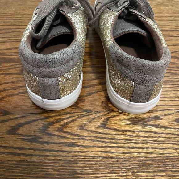 **4/$12** Not Rated Gold Glitter Ladies Tie Up Sneakers Size 8 - Picture 8 of 9